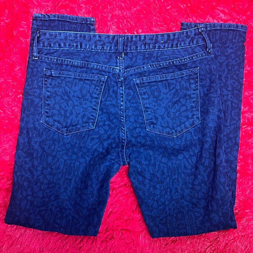 Gap 1969 Always Skinny Jeans Women Dark Blue Leopard Print Size 29 - Picture 2 of 5